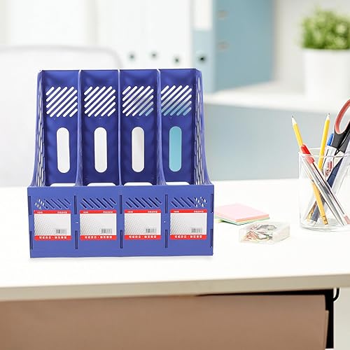 Miniatura 6 de File Organizer Rack Sturdy Desktop File Holder Section Design Easy Assembly Document Storage Shelf for Office School Room Book Storage and Folder