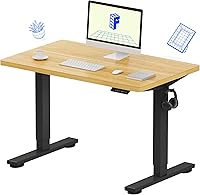 Vista 10 de Flexispot - Escritorio eléctrico de pie, soporte para computadora para oficina en casa, mesa de trabajo de altura ajustable Arce