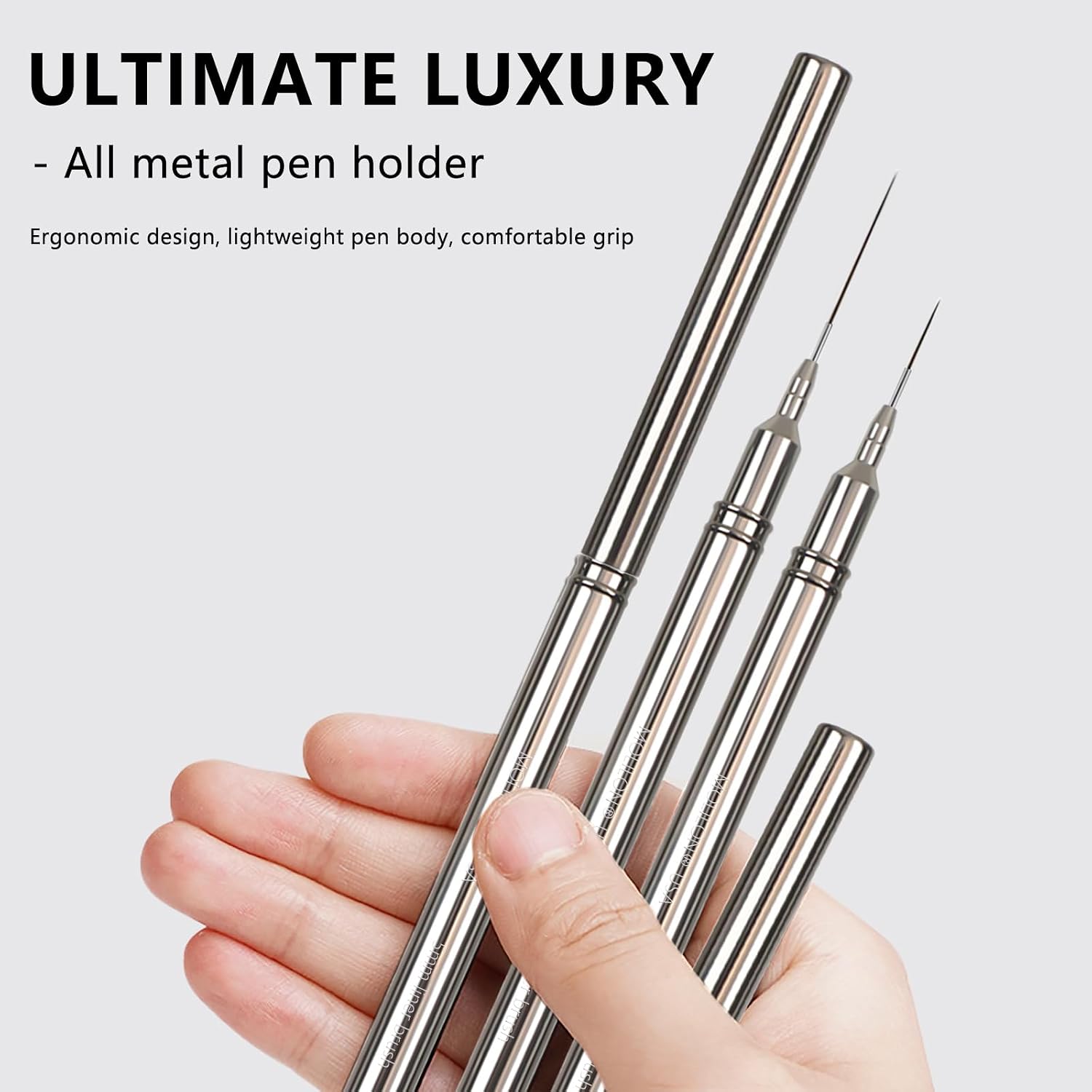 Metallic Nail Art Pen & Liner Brush Set, UV Gel Polish Painting Nail Design Tools for Crisp Long Lines, Tiny Details & Fine Drawing, Manicures Brushes for Women (Sizes 25mm)