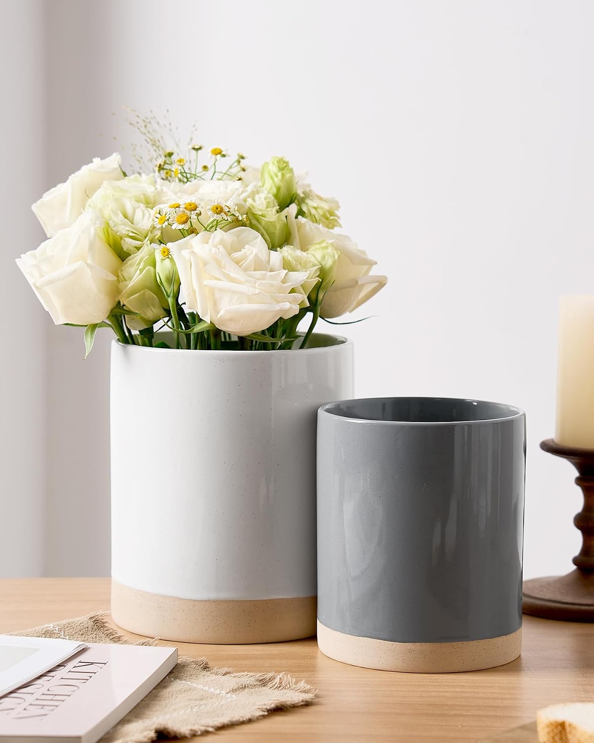 famiware Ceramic Utensil Holder, 7.2"+5.8", Set of 2 image 3