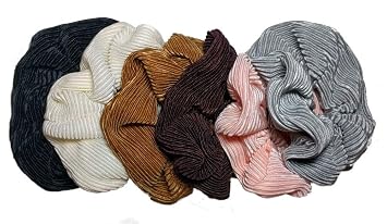 Satin Scrunchie Set, Set of Pleated Satin Scrunchies in Assorted Solids Black Pink Grey Cream