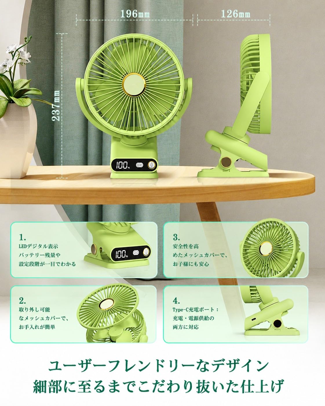 Amazon | 卓上扇風機 【3D自動首振り&夜灯機能&無段変速風量】扇風機