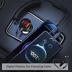 USB C Adaptateur de chargeur de voiture USB C QC3.0 PD45W 3 en 1 Adaptateur d'éclairage de voiture pour Android, enregistreur de conduite, Navigation, Aspirateur de voiture Ect
