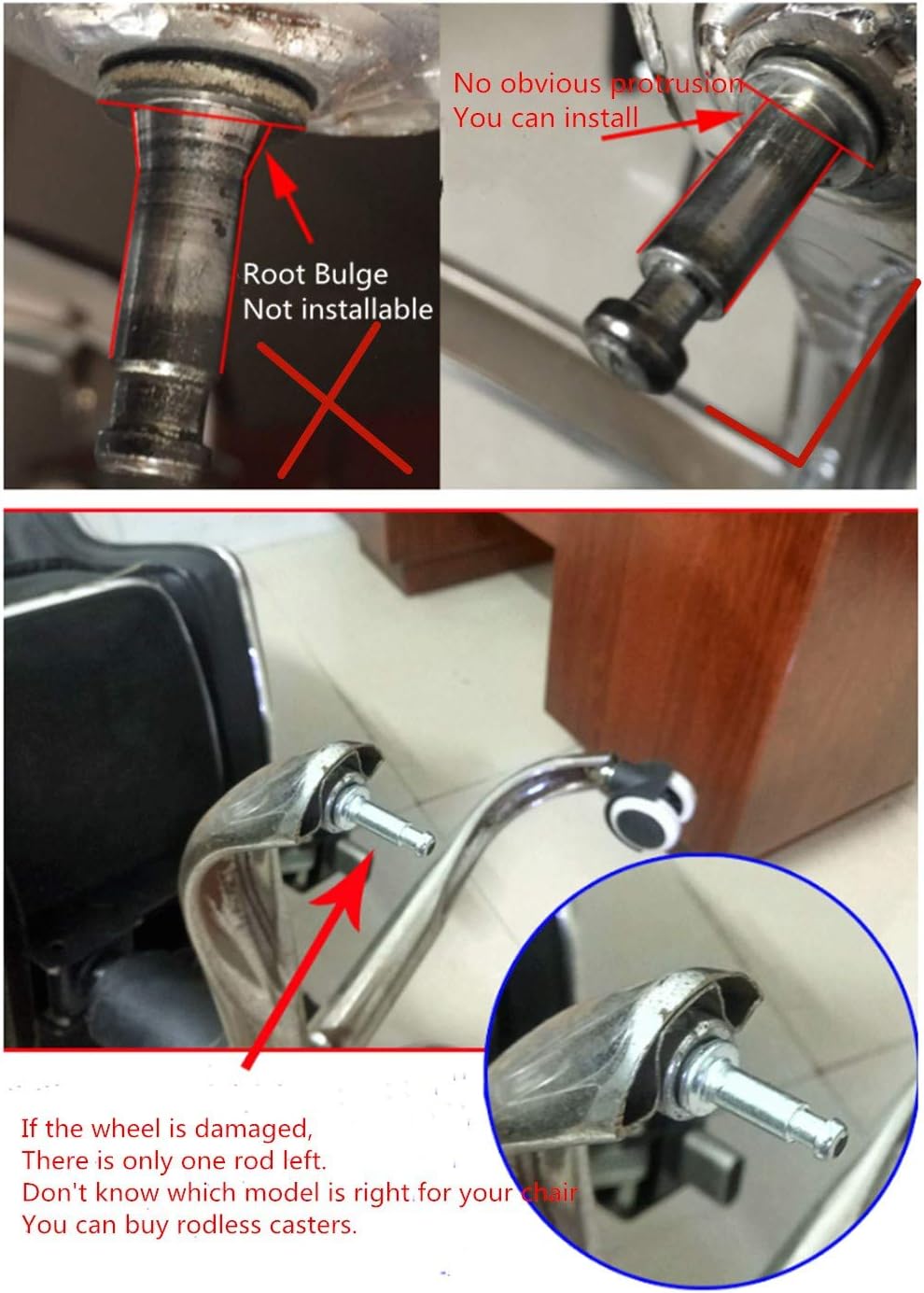 ALIAOFORZ Plate Casters Rodless Mute Office Chair Caster Furniture Caster,Replacement Castors,Swivel Chair Wheel,Hole Diameter 8mm,360 Degree Swivel Casters,for Home Furniture,Office,5pcs : Office Products