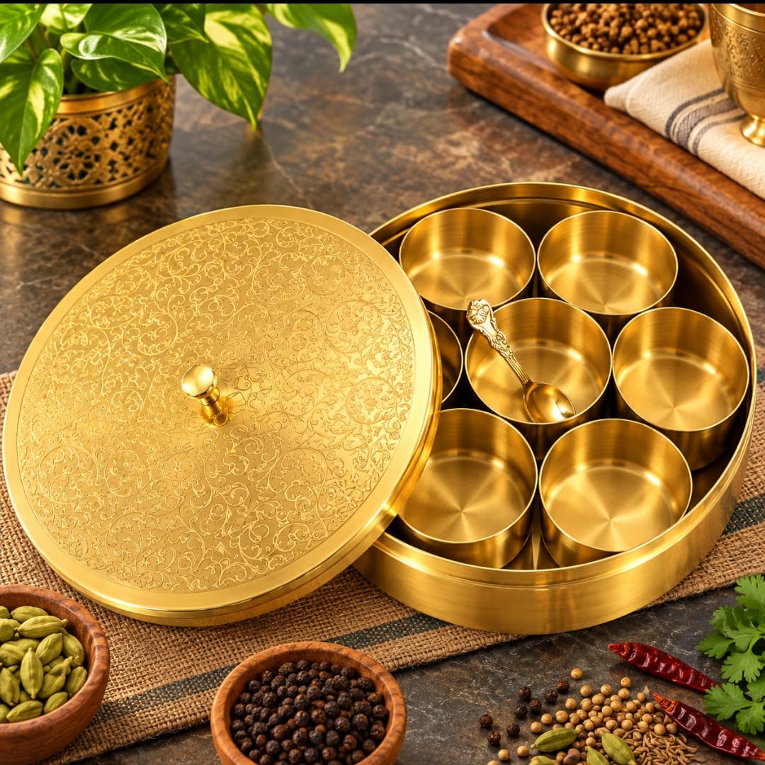 Buy Arts Impex Gold PVD 304 Stainless Steel Masala Box (20 cm