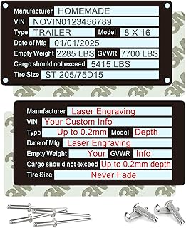 Custom VIN Number Plate– Trailer VIN Plate Replacement for Trailer, Engraved Replaced VIN tag, Personalized License Tag, VIN Number Cover, DOT/DMV Compliant, ID Plate for Truck, Boat, RV, Car