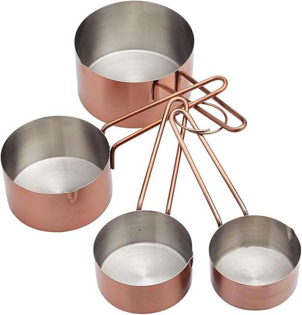 MasterClass Measuring Cups, Copper Effect Measuring Cups for Baking, Stainless Steel, Set of Four, Tagged