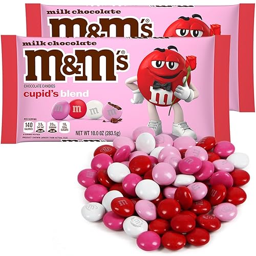 Caramelos de San Valentín M&M's - Mezcla de cupido de chocolate con leche para regalo romántico de San Valentín, delicias de M&Ms Candy con leche