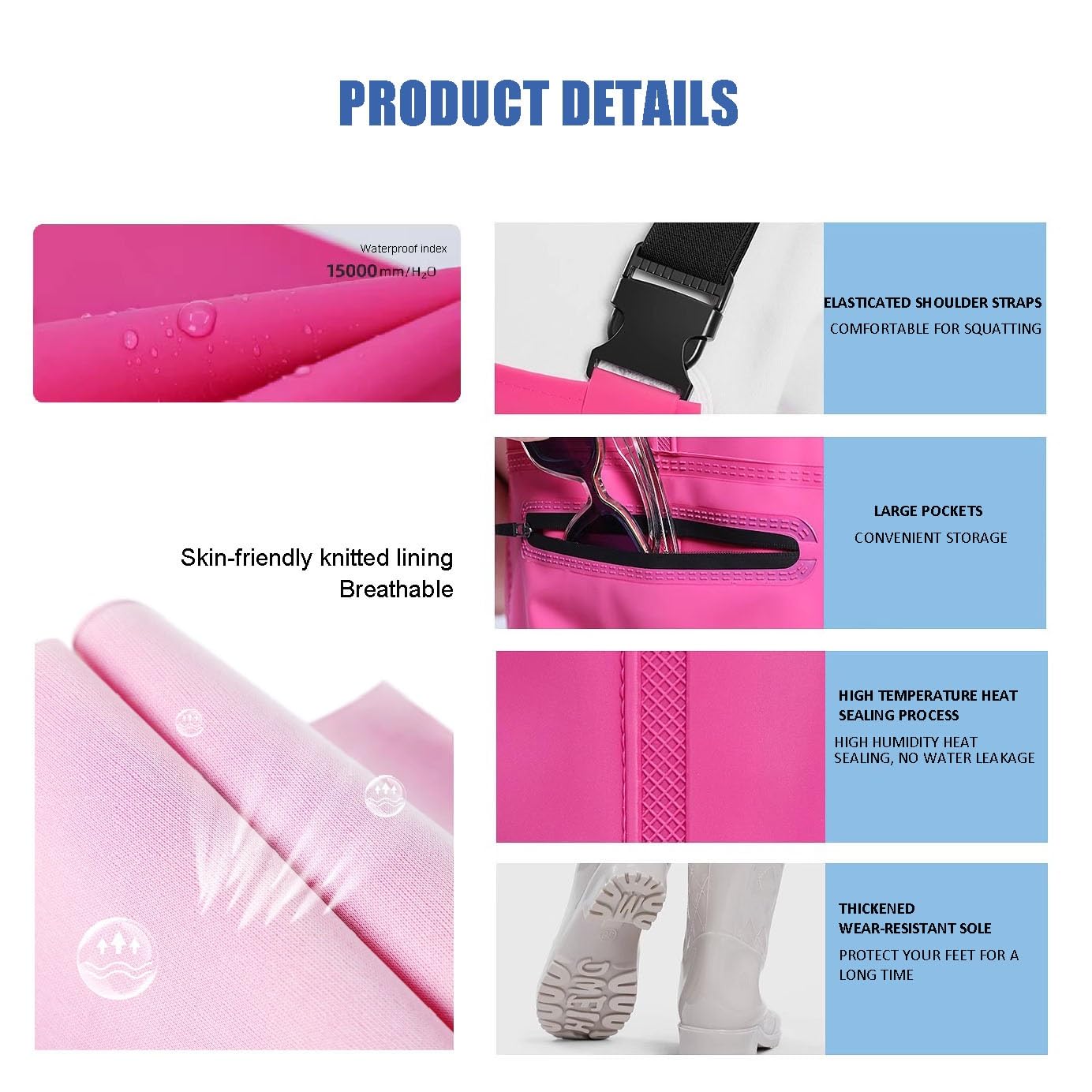 Womens Waders, Hunting Wader with Rubber Boots, Neoprene Waterproof Chest Wader for Fishing and Hunting (Color : Orange, Size : 37)