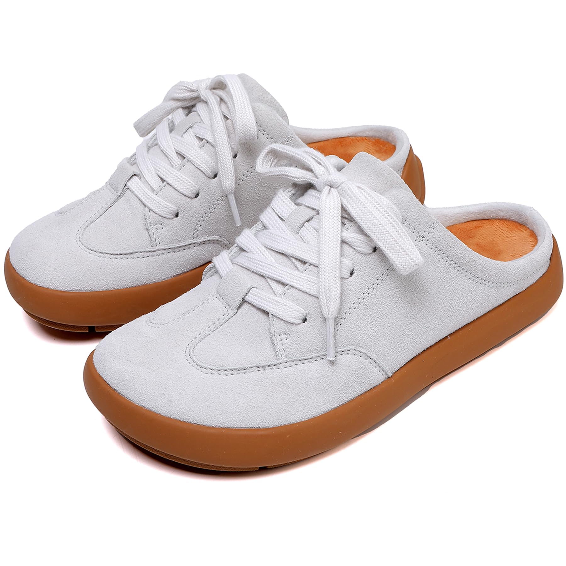 UBFEN Damen Hausschuhe Warme Mules Slippers Weiche Flache Plüsch Slip on Spitze auf Pantoffeln Rutschfeste Outdoor Indoor