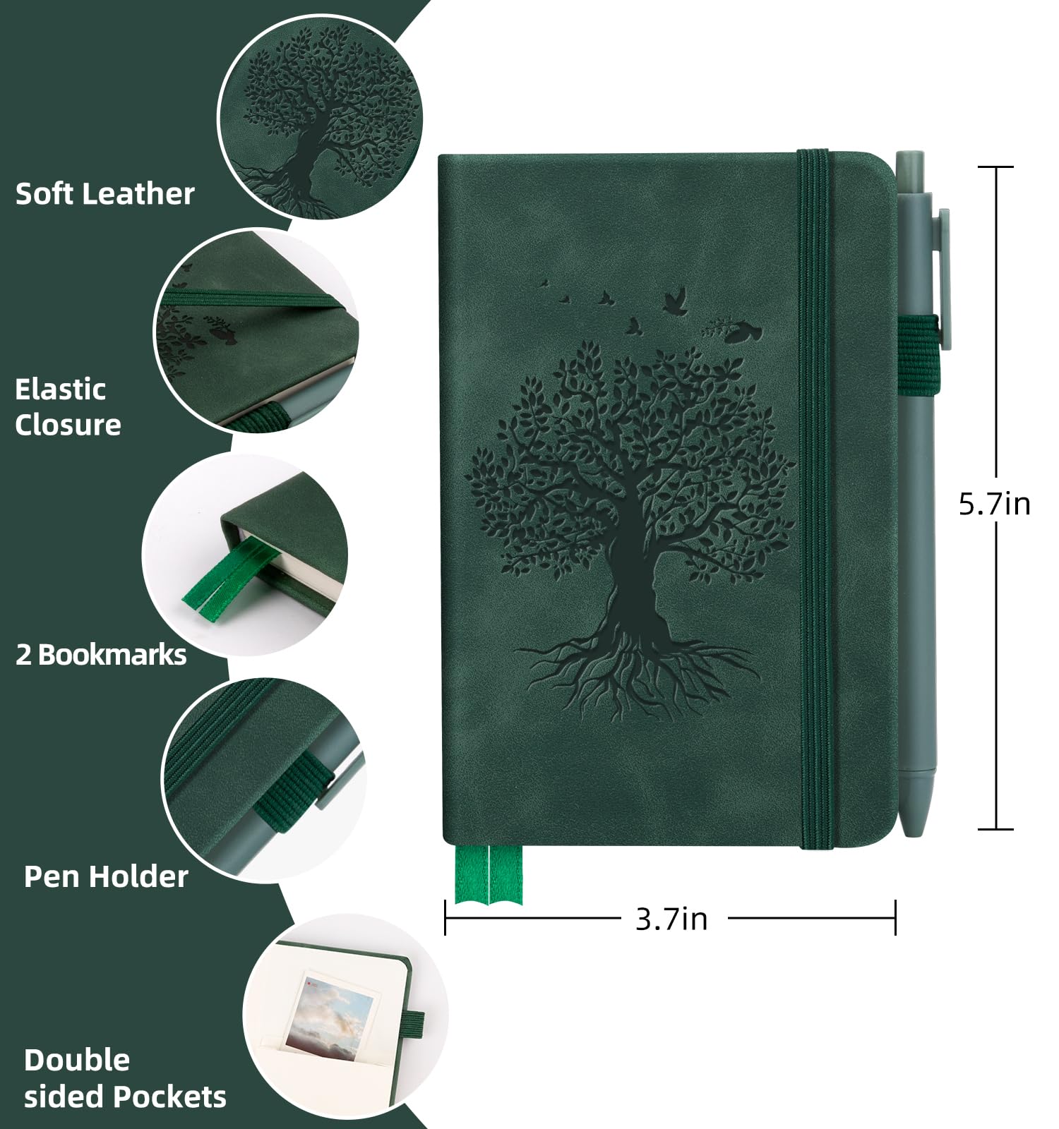 Confezione da 15 taccuini tascabili, formato A6, per un totale di 1800 pagine, 100 g/m² | Quaderni per prendere appunti per scrivere mini blocchi note con portapenne carta spessa (15 MixedTree)