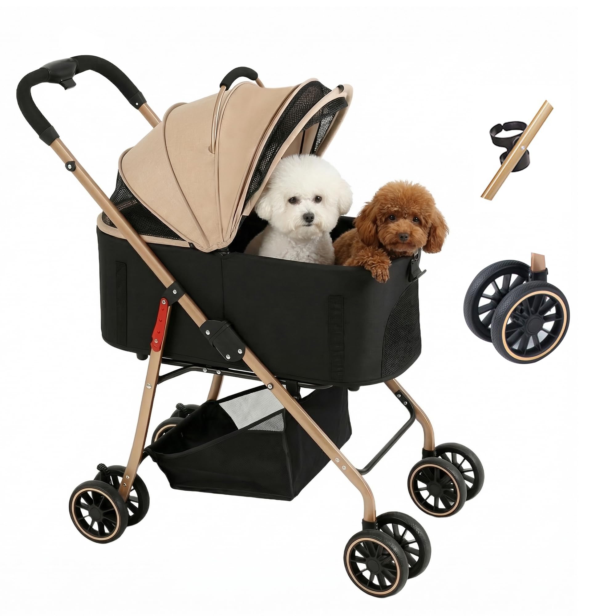 大きめ　YinLaier ペットカート 折りたたみ式／分離可／大型猫・小型中型犬 ペットカート 軽量 折りたたみ 多頭 中型犬 小型犬 コンパクト 対面式