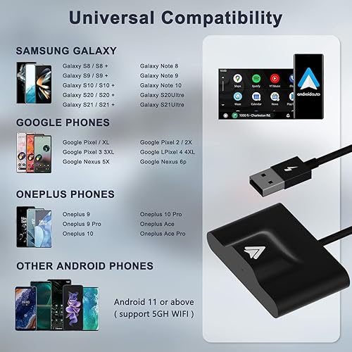 Miniatura 5 de Adaptador inalámbrico Android Auto para automóvil, Answin Wireless Android Auto Adapter para OEM Factory Wired Android Auto Cars para teléfonos