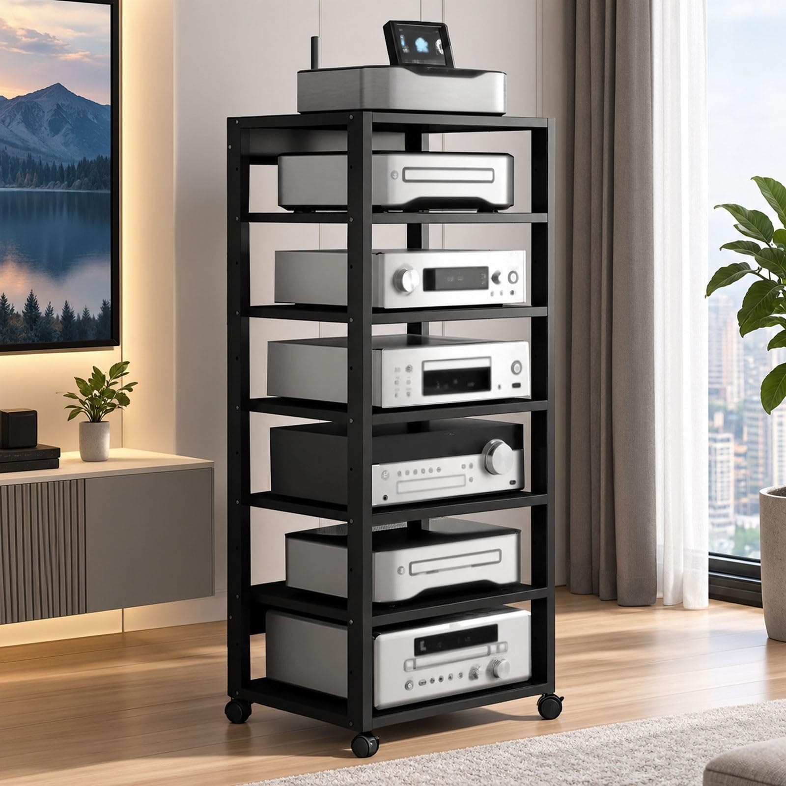 Rack Stereo HiFi Mobile 7 Ripiani Supporto Audio Video