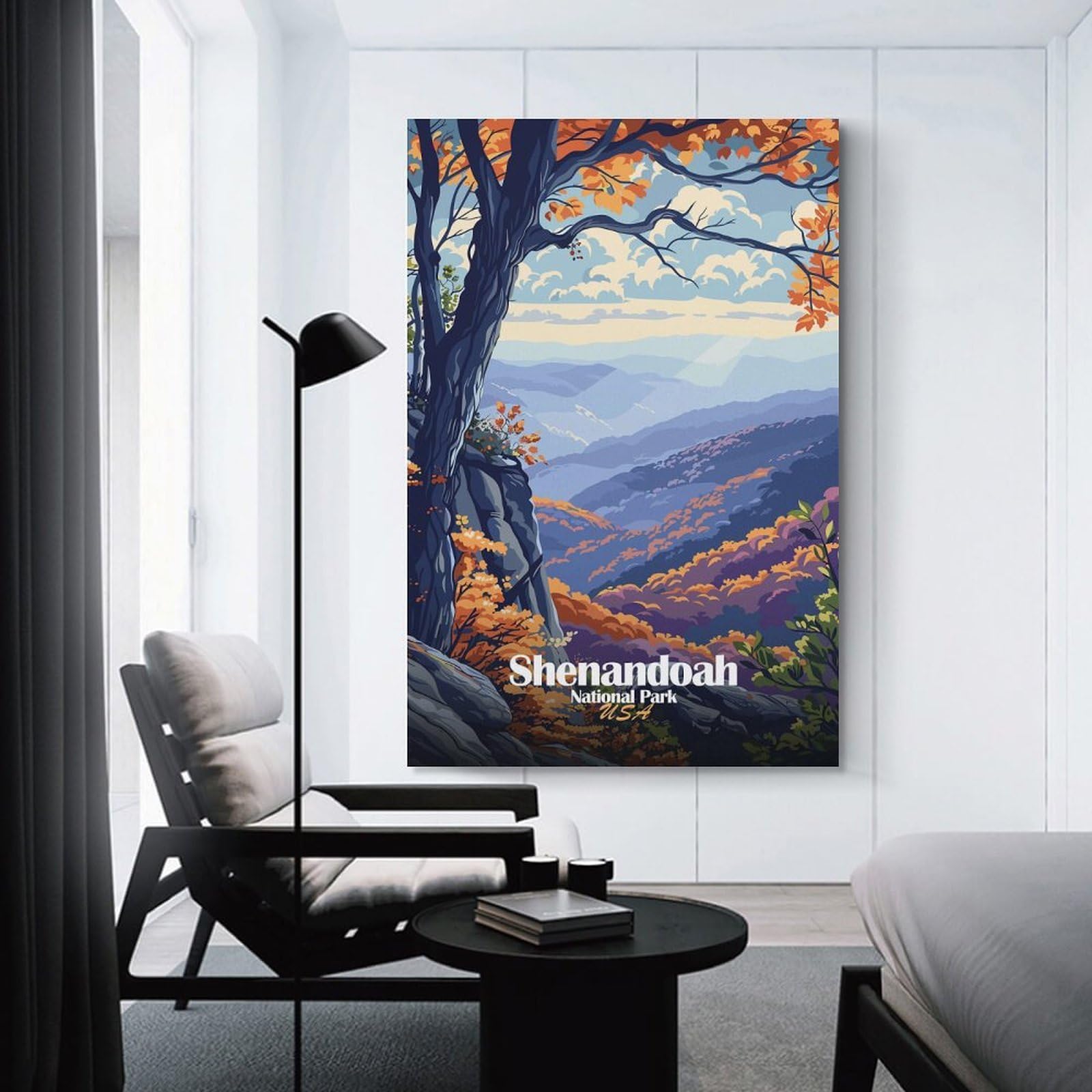 Junmoney Shenandoah National Park Autumn Landscape Canvas Art Print, 20x30inch(50x75cm), for Wall Displays, Bedrooms Or Room Updates, Home Wall Art for Statement Displays