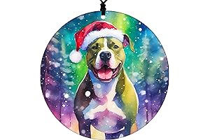 Watercolor Pitbull Christmas Decoration 2024