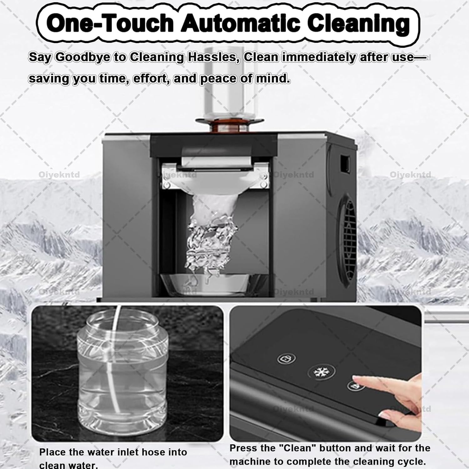 Snowflake Snow Maker Ice Cream Machine Korean Bingsu Shaved Ice Machine, with Automatic Cleaning, 60kg/24h, for Commercial/Home Small Gathering White
