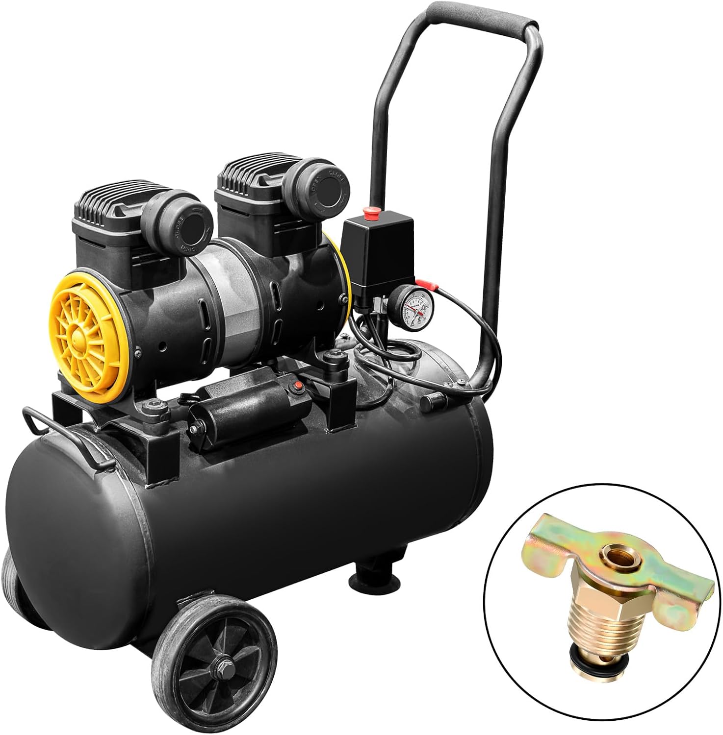 3Pcs Air Compressor Drain Valve Drainage Valve with Wing Nut Handle, Brass 1/4 NPT Inlet Tank Drain Cock