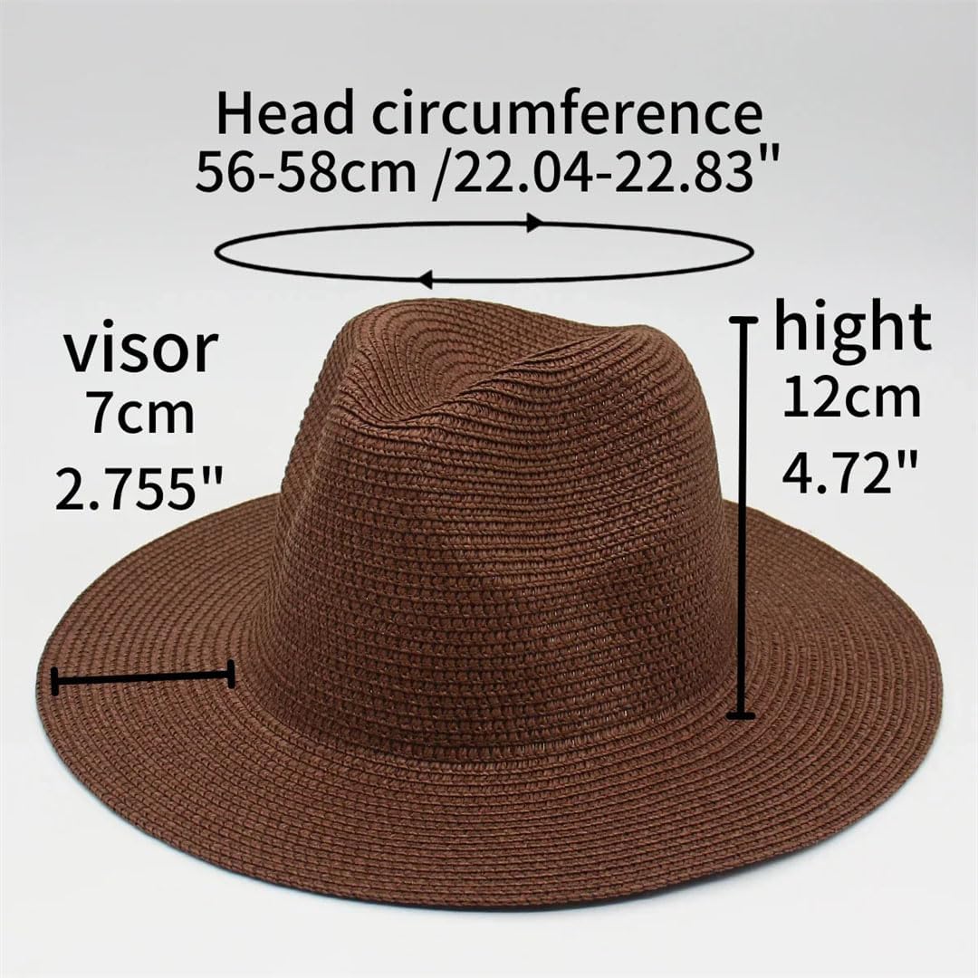 Casual Straw Fedora Hat Summer Beach Panama Hat Women Spring Sun Hats Male Outdoor Flat Brim Travel Caps
