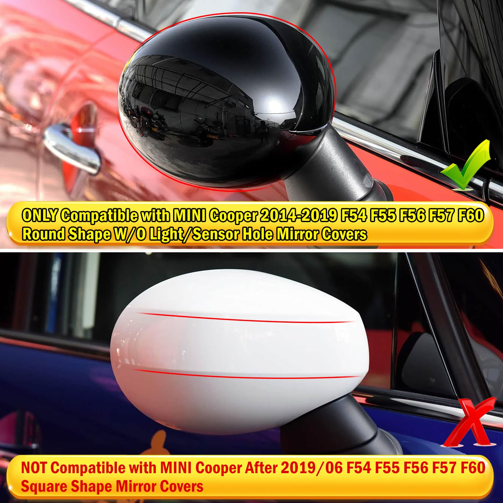 TTCR-II 2 PCS Calotte Specchietti Compatibile con Mini Cooper F54 F55 F56 F57 F60 2016-2019, F54 Calotta Specchietto F55 Copri Specchio Retrovisore F56 Mirror Cover 51167401230/51167401229-Nero