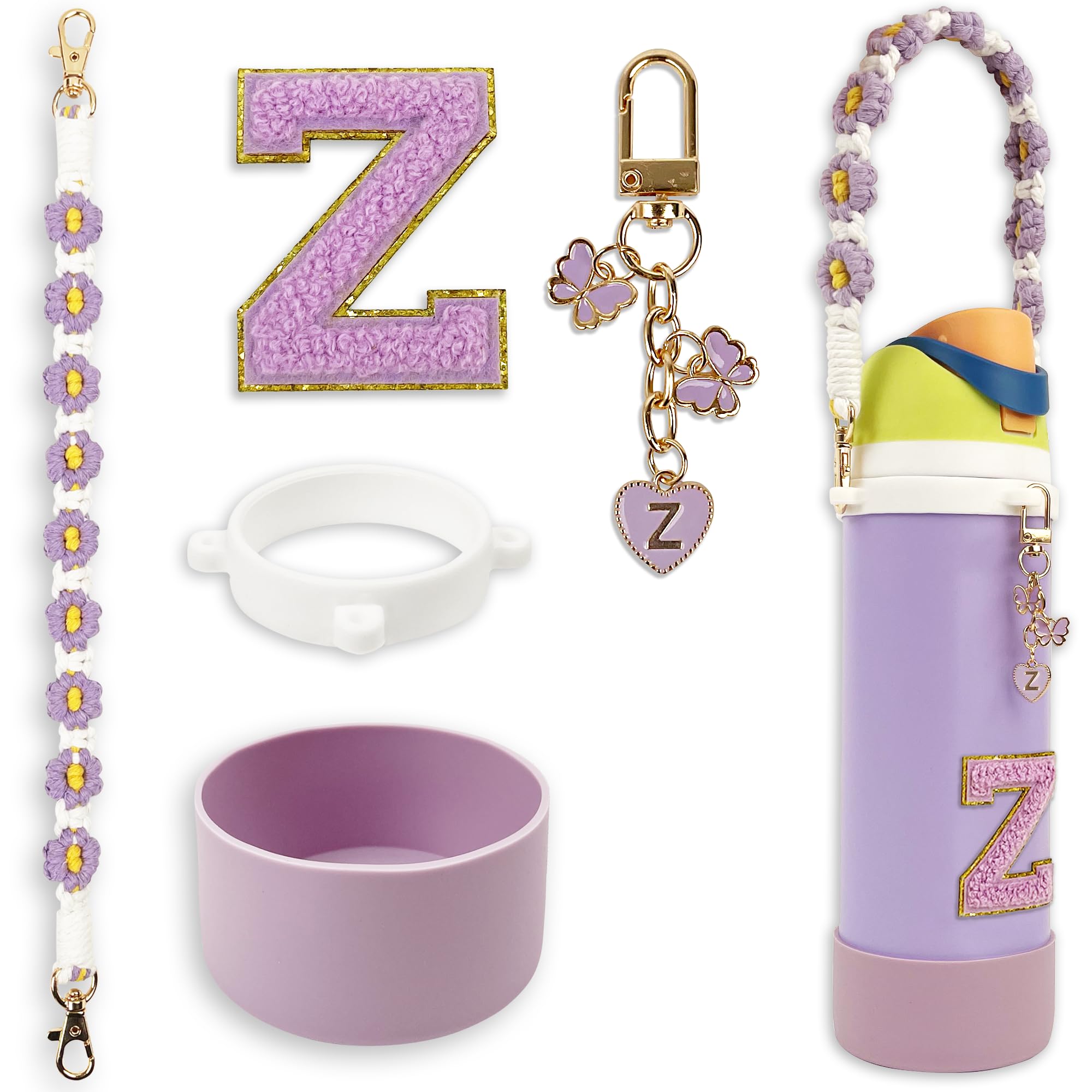 SITKOL Silicone Boot Cute Monogram Set Compatible with Owala Water Bottle 24 oz, 32 oz, 40 oz - Perfect Letter Owala Accessories for Owala Tumbler,