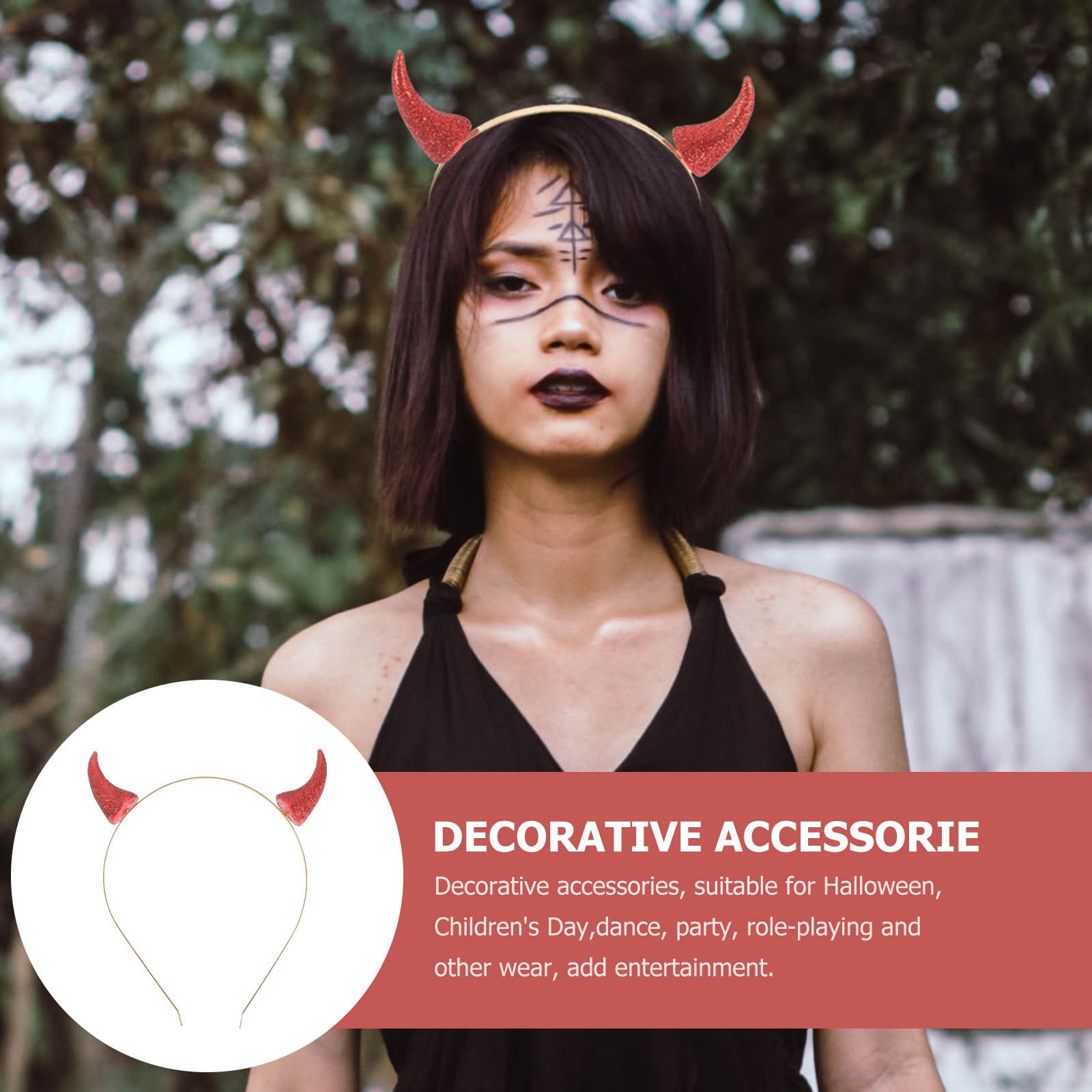 Holibanna Serre-Tête Cornes Rouges Pailletées Accessoire De Cheveux Halloween Fête Cosplay 6.7 X 5.1 Pouces Léger Et Confortable Pour Enfants Et Adultes