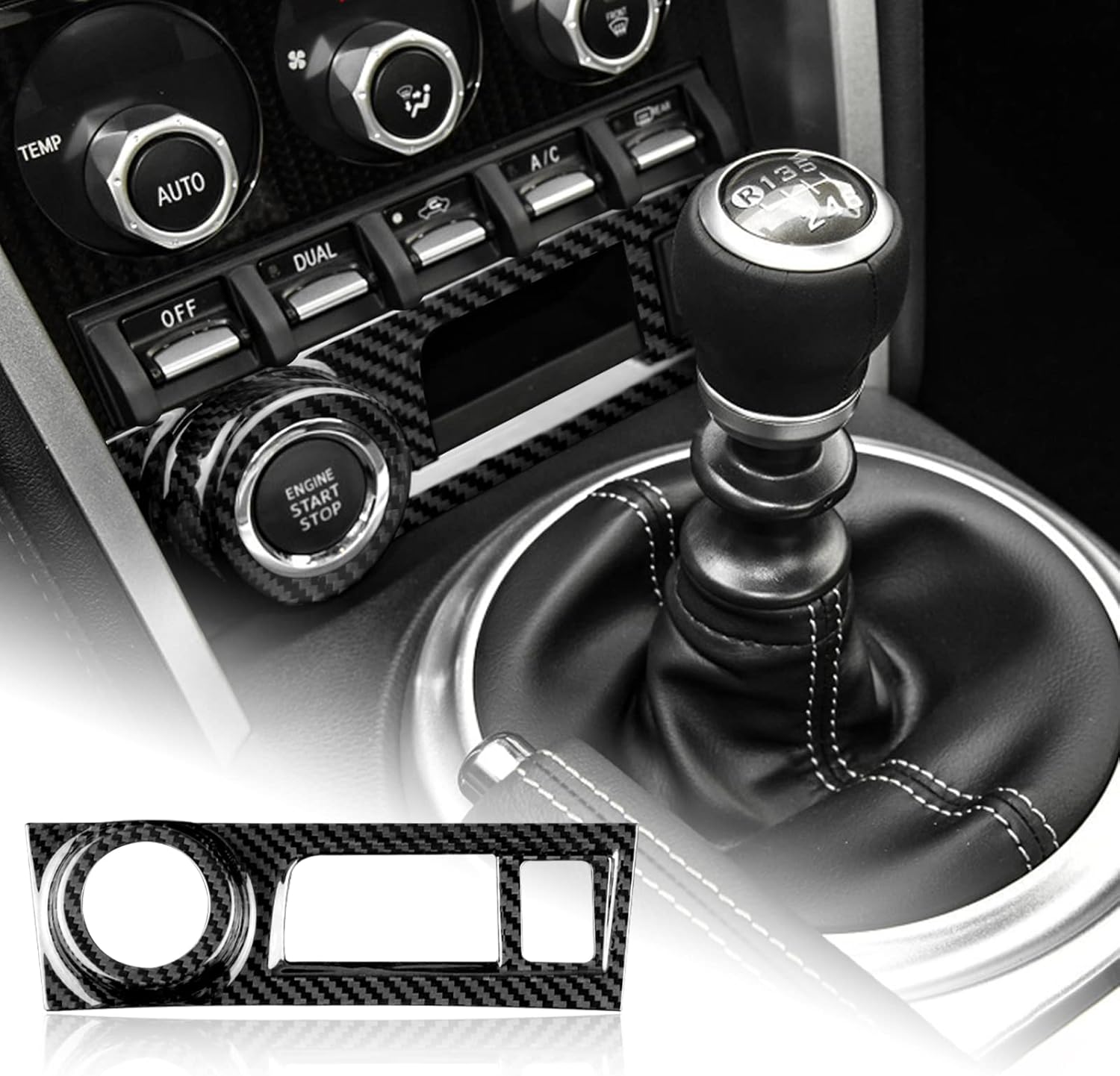 AIRSPEED for Subaru BRZ Toyota 86 2013-2020 Car Center Console Start Button Frame Cover Sticker Hard Carbon Fiber Center Button Panel Cover Inner Trim, Black