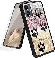 Vista 188 de Funda para Samsung Galaxy A12 5G con protector de pantalla, parte trasera de vidrio templado + TPU de silicona suave que absorbe los golpes