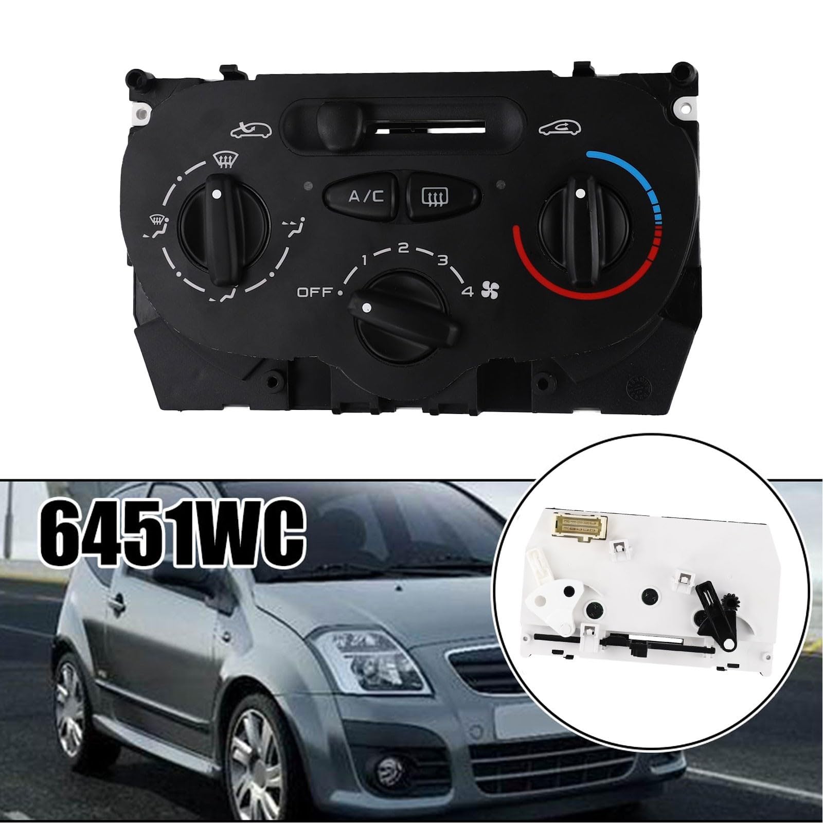 Interruttore di controllo del riscaldatore dell'aria condizionata per auto compatibile con veicoli 206 207 307 con numero OEM 9624675377 e X666633H