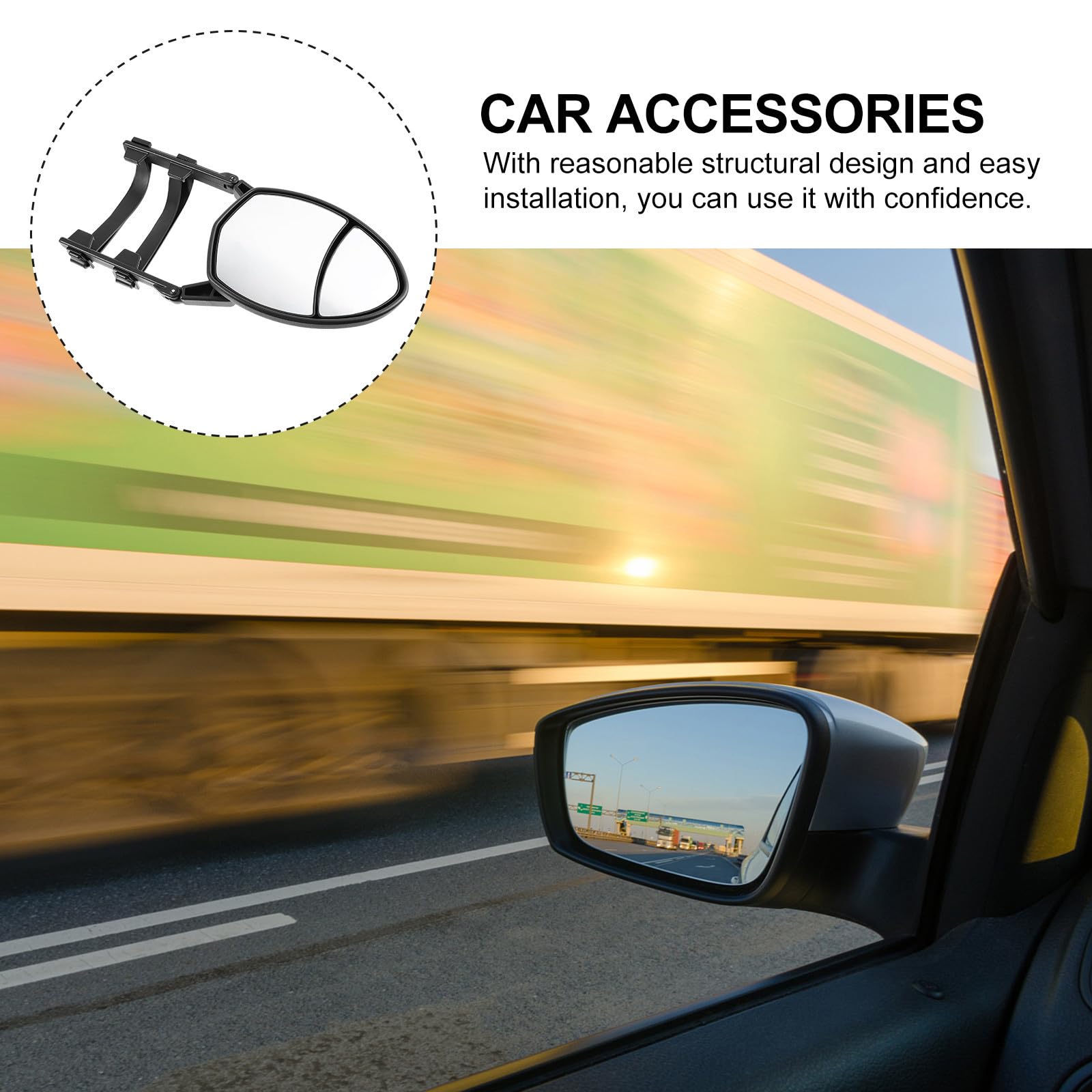 Espejo Abs Alargada, Material y Vidrio Instalación Fácil Retrovisor Estructura Vista Amplia para Remolque Caravana para Vehículos y Trailers