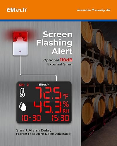 Miniatura 6 de Elitech Termómetro higrómetro Bluetooth reutilizable registrador de temperatura registrador de datos temperatura humedad con pantalla grande