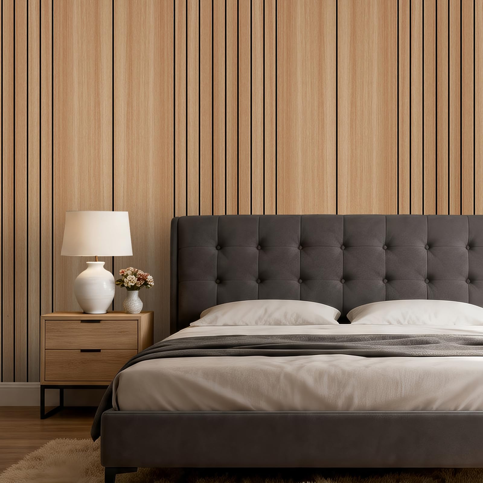 Trafagala 3mm Thick Wood Panel Wallpaper Peel and Stick 3D Faux Wood Slat, Diy-friendly Slat Brown, 40cm x 300cm - Image 4