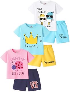 Kuchipoo Girls Regular Fit Cotton T-Shirts and Shorts Set Price In India