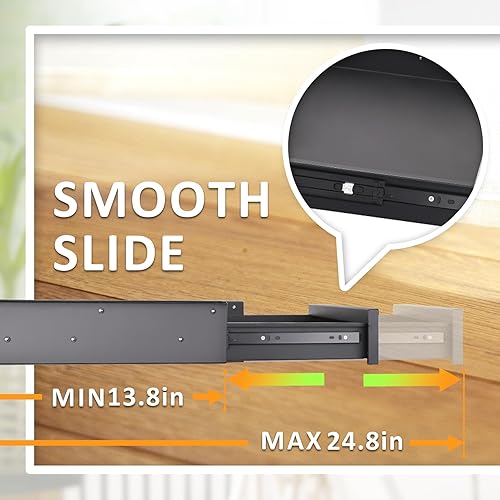 Miniatura 5 de POPMOON Cajón debajo del escritorio para escritorio de 13.8 x 8.8 x 3.5 pulgadas, organizador de almacenamiento extraíble con extensión deslizante