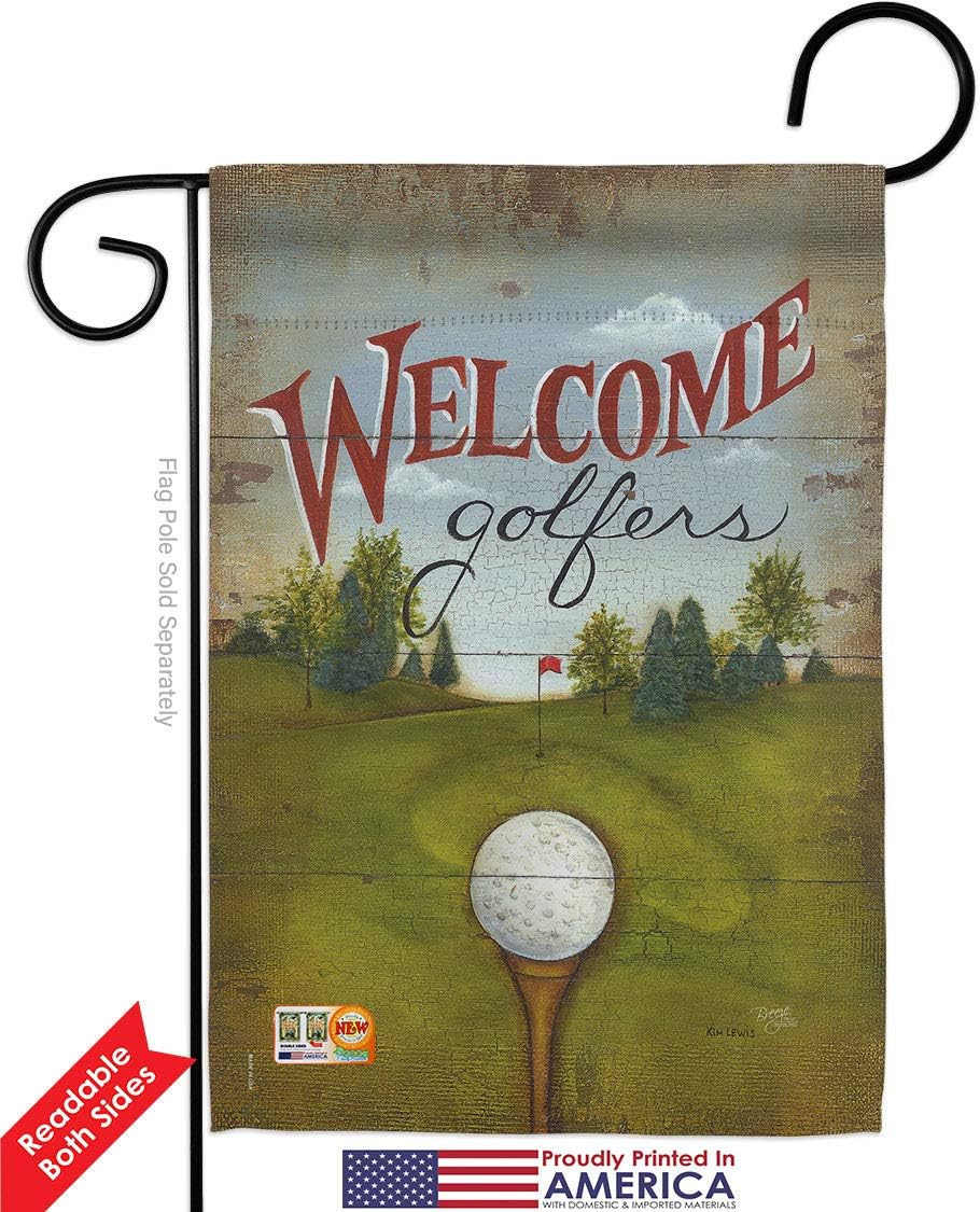 Welcome Golfers Garden House Flags Set Sports Golf 18 Hole Ball Championship Club Entertainment Activity Physical Small Decorative Gift Yard Banner Double-Sided Made In USA 28 X 40