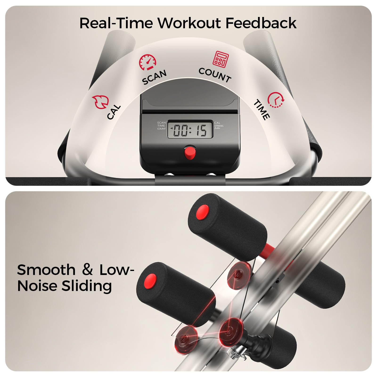 AW1 Ab Workout Machine, Ab Crunch Machine Ab Workout Equipment Foldable for Home Gym, Bottom-Up Abdominal Trainer for Core Waist Workout and Body Shaping with Adjustable Heights and Angles, Red