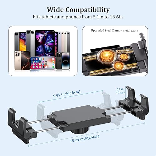 Miniatura 4 de PLDHPRO Soporte de pared para tablet con base de taladro, soporte ajustable para iPad montado en la pared, compatible con teléfonos y tabletas de