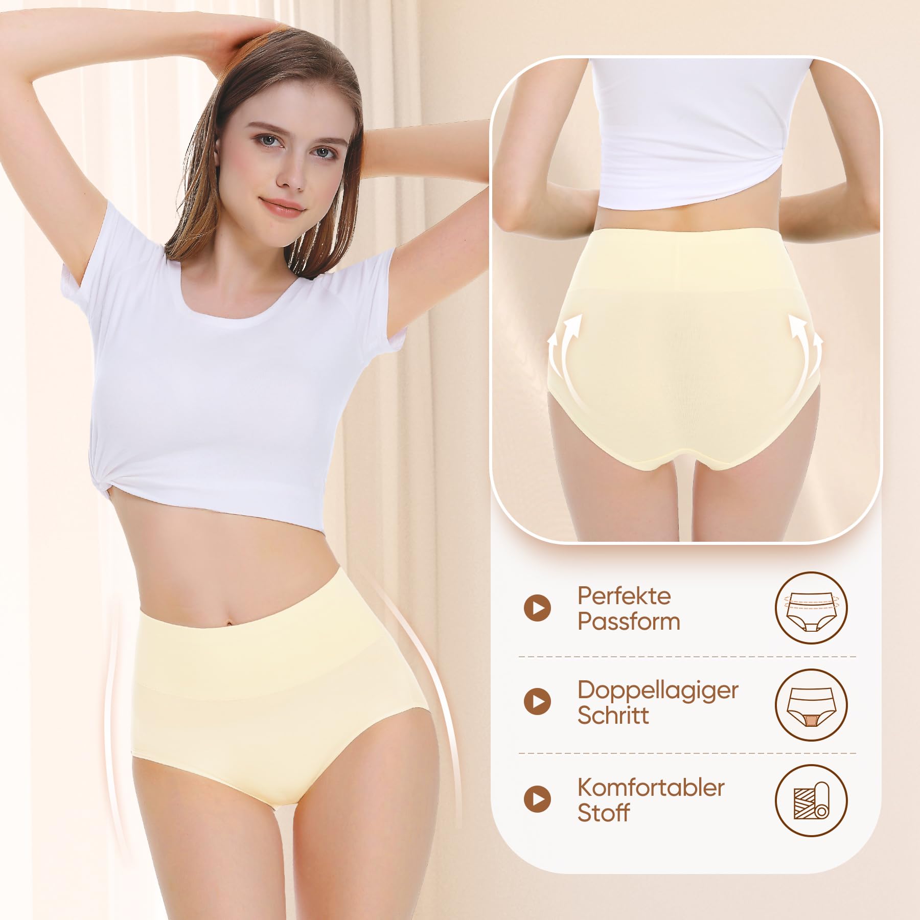 Falechay Mutanda Donna Vita Alta Cotone Slip Traspirante Confortevole Pacco da 5
