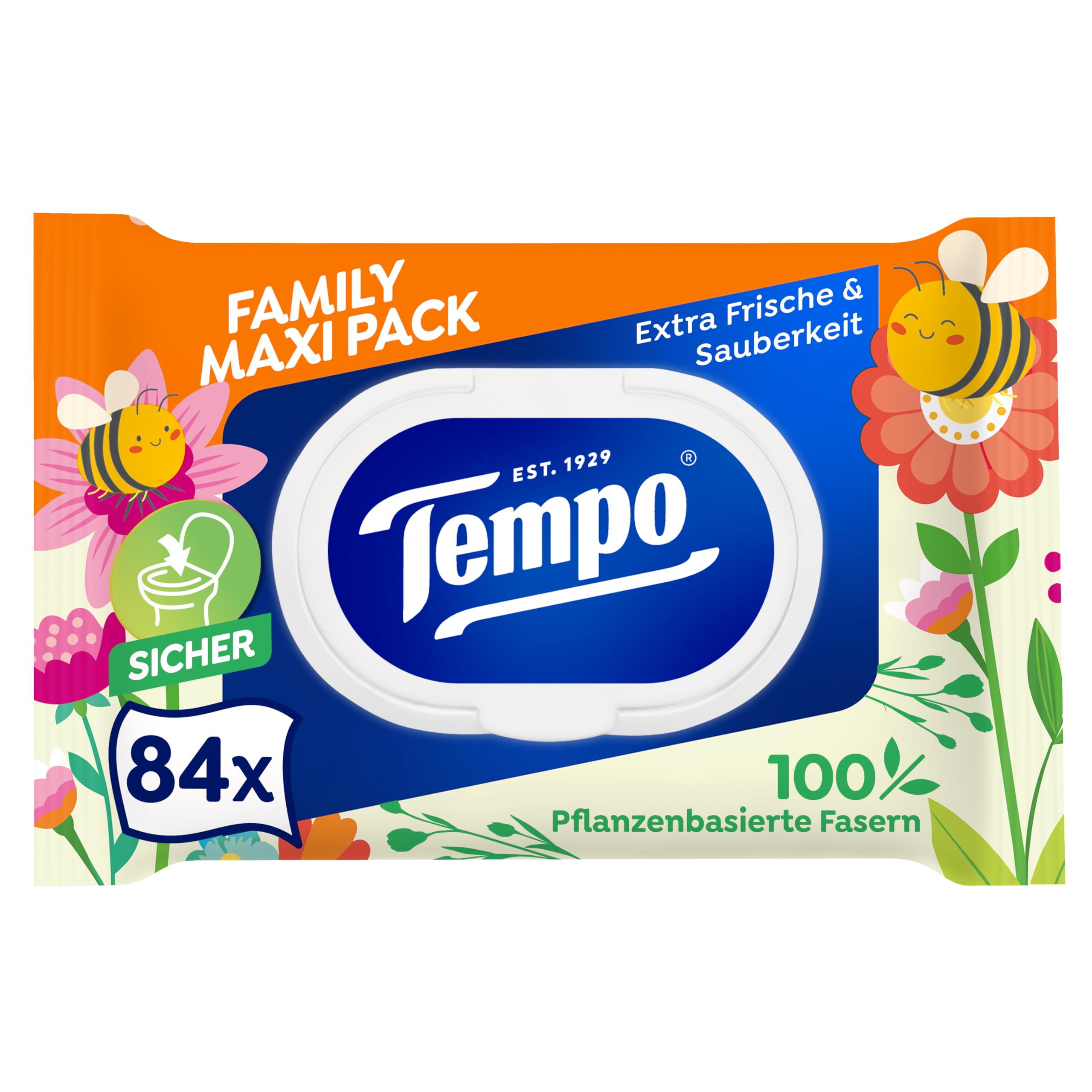 Tempo feuchtes Toilettentuch Maxi Pack_Vorteilspack_8 Stück mit jeweils 84 Tüchern