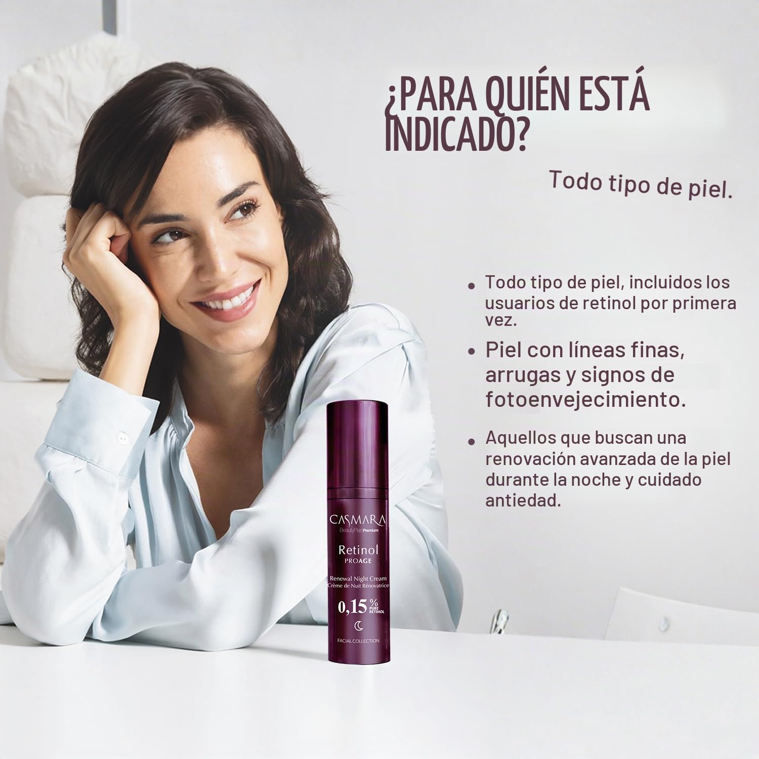 CASMARA - Crema Nocturna con Retinol Puro 0.15% con Acido Hialuronico, Vitamina C, Escualano, Crema Hidratante Facial Rejuvenecedor Facial Skin Care, Mejora la Elasticidad y Firmeza, Todo Tipo de Piel