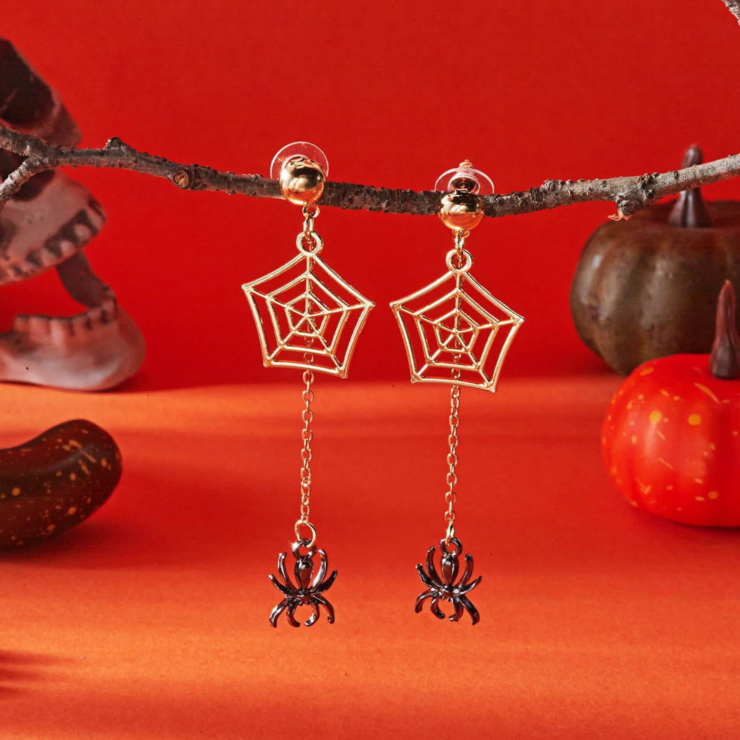Halloween Earrings for Women Goth Skull Spider Drop Dangle Earring Punk Pumpkin Earring Emo Accessories Halloween Prom Jewelry Costume Accessories - Image 6