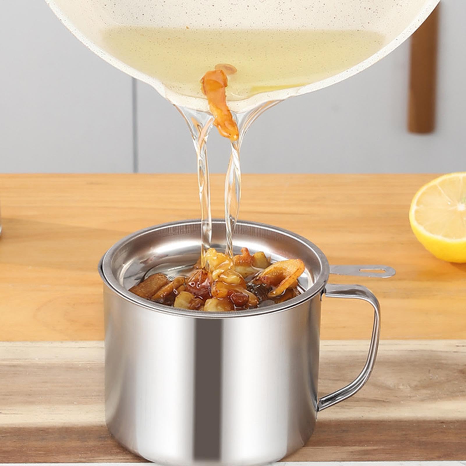 Pot à graisse - Filtre à graisse avec pot | Stockage d'huile de cuisson avec grande capacité | Récipient de graisse de café | Boîte de rangement de graisse de cuisine pour camping, pique-nique et