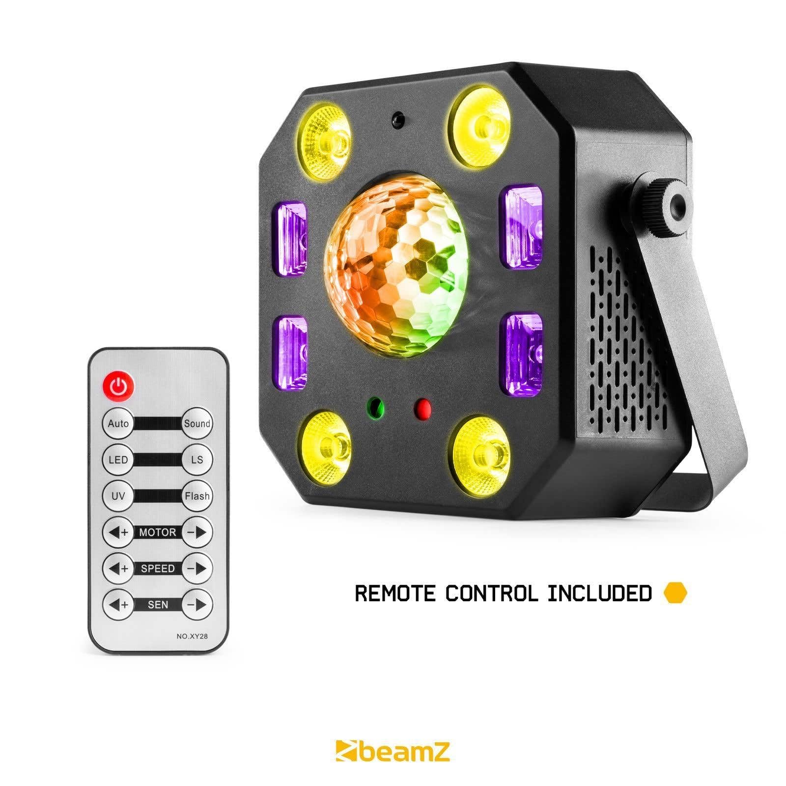 BeamZ Lightbox5 - Party Lichteffekt 5-in-1 DMX Licht mit Jelly-Ball, Stroboskop, Blacklight und LED Strahler für die perfekte Party - Discolicht Partylicht, DJ Lichtanlage, Lichttechnik - Schwarz