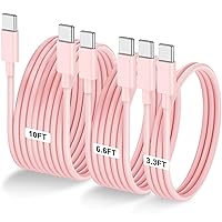 Vista 31 de Paquete de 3 cables USB C a USB C de 1 pie y 60 W, cable de carga rápida tipo C para iPhone Air 17 16e 16 15 Pro Plus Pro Max, para Galaxy S25/S24