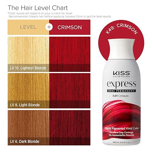 Miniatura 6 de Kiss Express - Kit completo de tinte semipermanente para el cabello, tinte vívido y altamente pigmentado para cabello vibrante, fórmula suave,