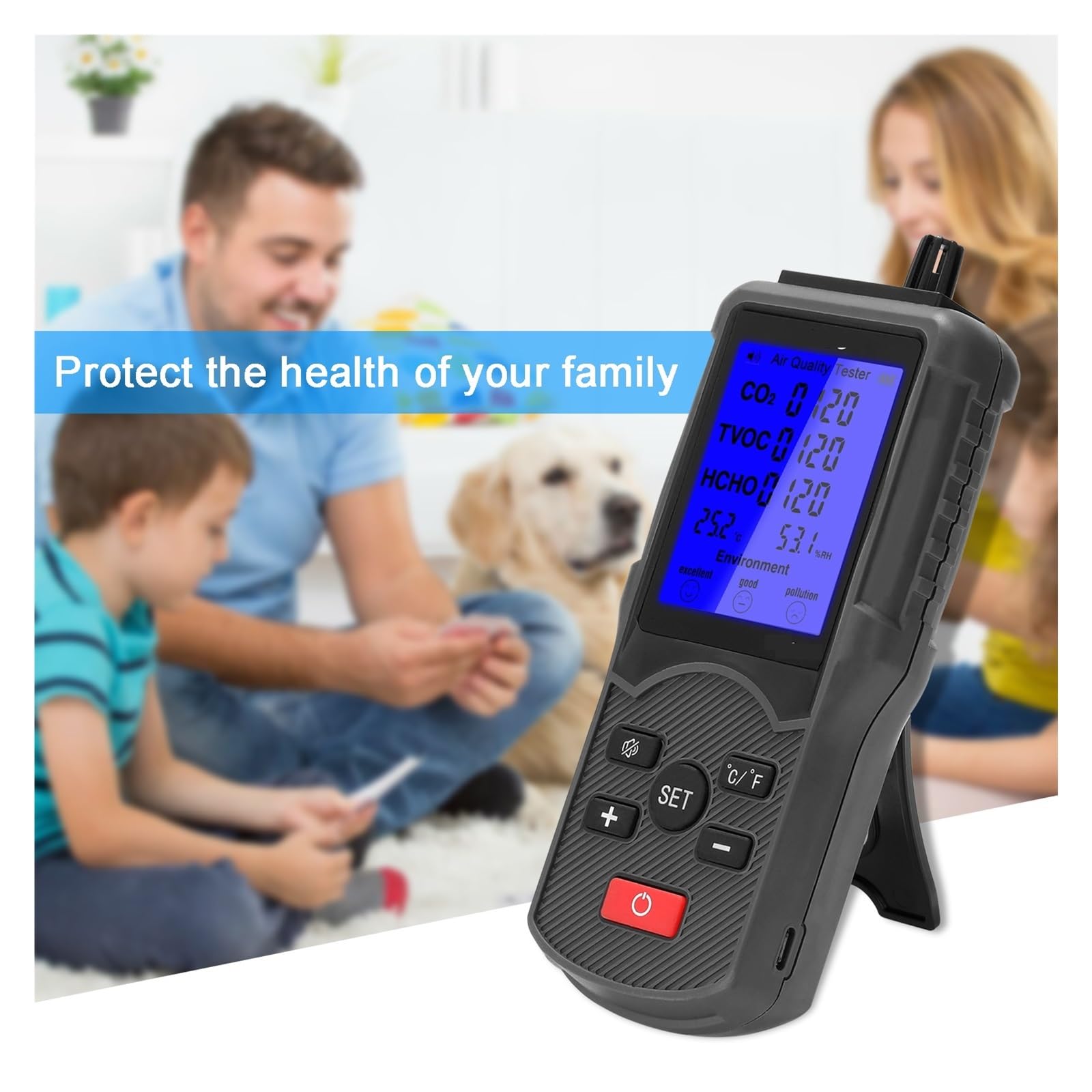 Tester Di Qualità Dell'aria Multifunzionale Ad Alta Precisione Dispositivo Misurazione Dell'umidità Della Temperatura Del Misuratore CO2 TVOC Professionale Per cucina e camper