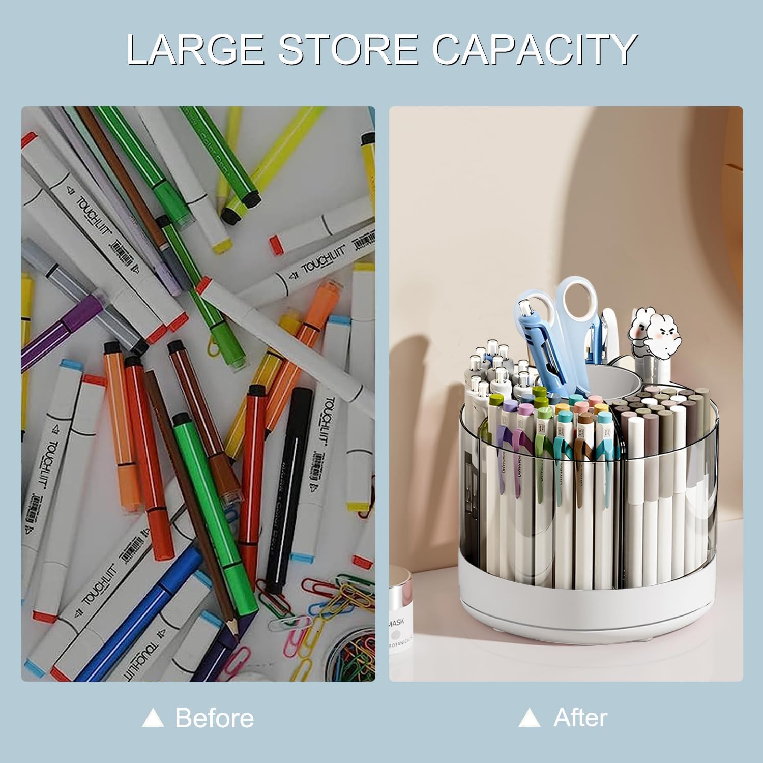 Schreibtisch-Aufbewahrungsbox, Schreibtisch-Stiftehalter, 6 Fächer, um 360 Grad drehbar, Schreibtisch-Stift-Organizer for Schreibtisch, Büro-Schreibtisch-Organisation, Kunstbedarf-Aufbewahrungs-Organi