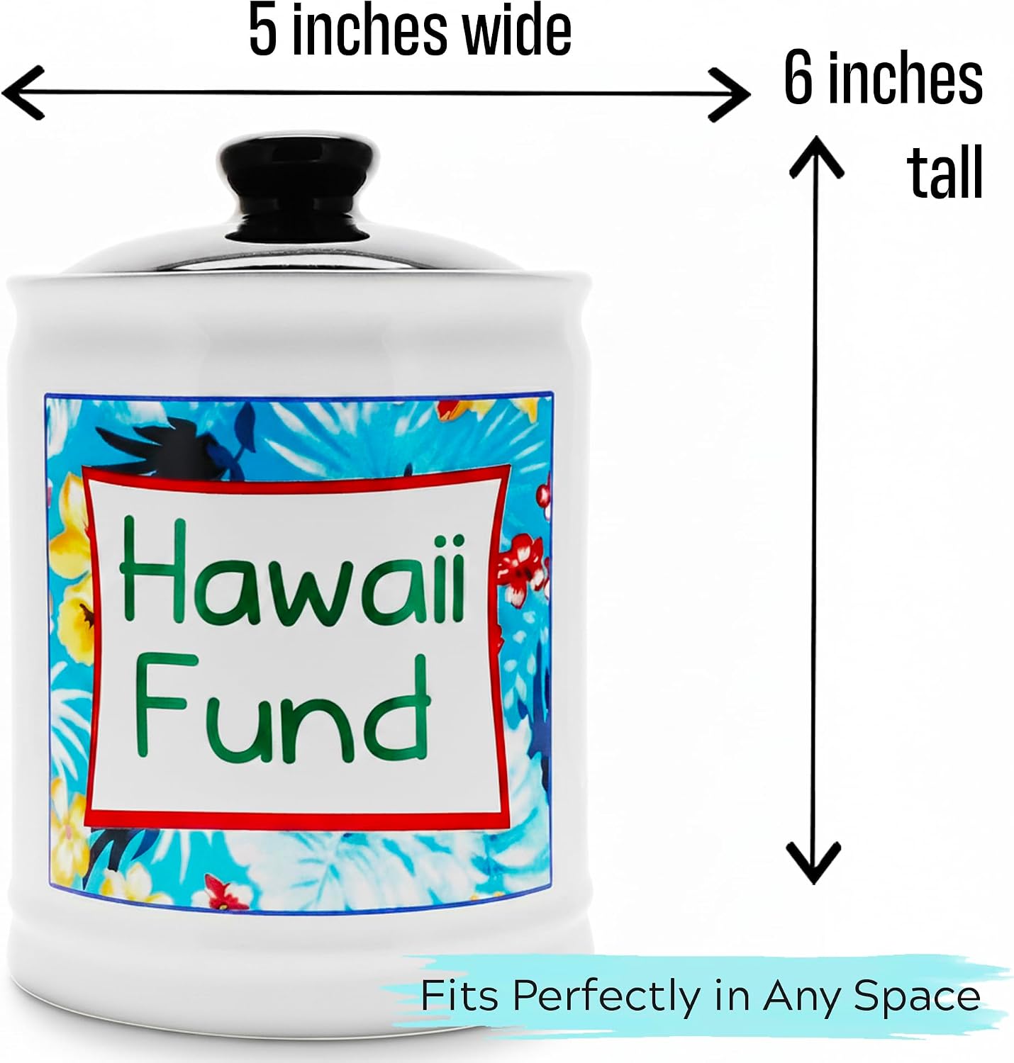 Cottage Creek Jars | Hawaii Fund Travel Bank - Ceramic Piggy Bank for Vacation & Travel Essentials Money Jar for Women, Men, Couples | Engagement Gift & Vacation Accessories Storage Container