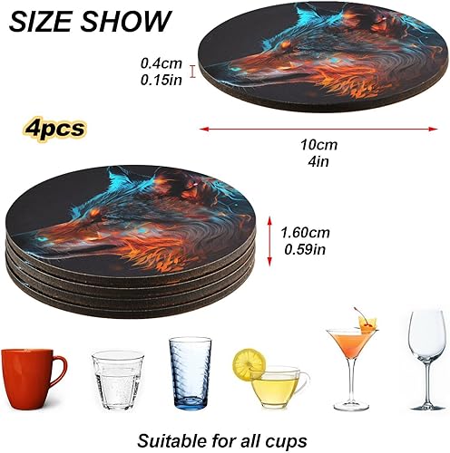 Miniatura 4 de Posavasos de madera de 4 piezas para bebidas, juego de posavasos de mesa redonda para taza de café, bebida, cerveza, tapete para protección de mesa