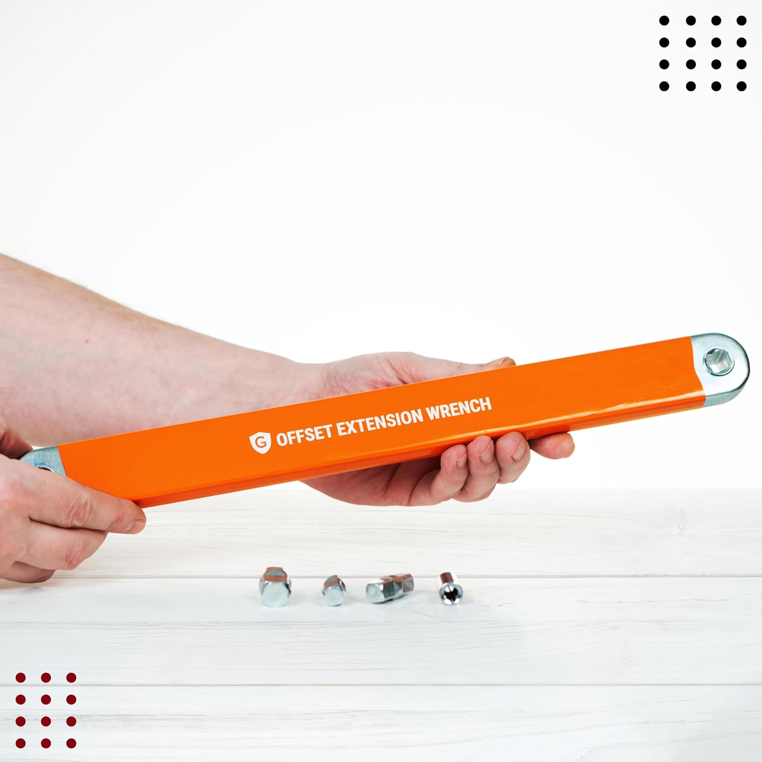 Granatan Offset Extension Wrench, 15.4 Inch Steel Offset Adjustable Wrench with 1/4", 3/8" & 1/2" Square Drive Adapters, For Tight Spaces, Workshop and Mechanical Maintenance